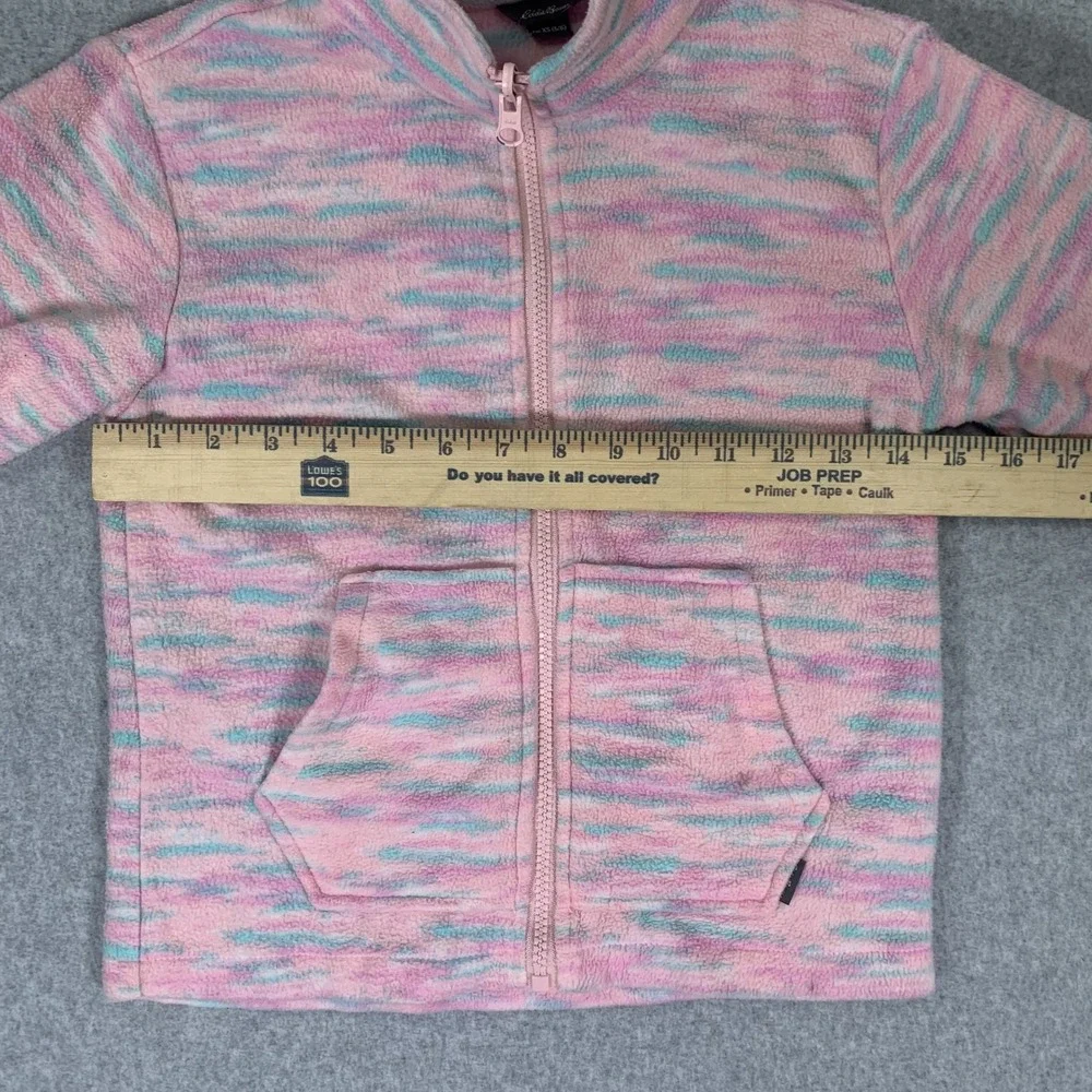 Eddie Bauer Fleece Jacket Kids XS 5/6 Pink Space Dye Full Zip Mock Neck